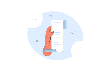 Hand holding to do list or planning in flat style vector illustration.  Checklist, Filling form, to-do list, exam, claim, application, task list concepts. Business.