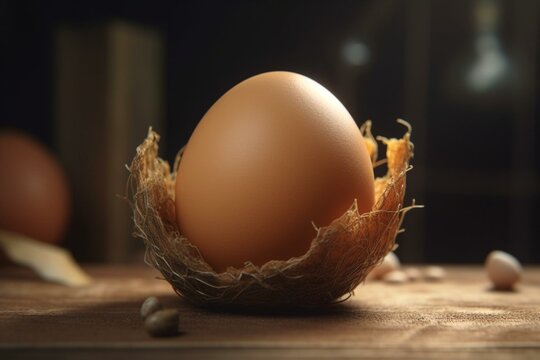 Rendered 3D image of a chicken egg. Generative AI