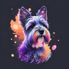 Schnauzer dog. High quality, Illustration with flowers
