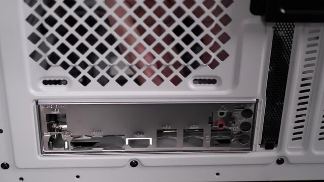 motherboard connectors are placed in special holes in the white case of the system unit
