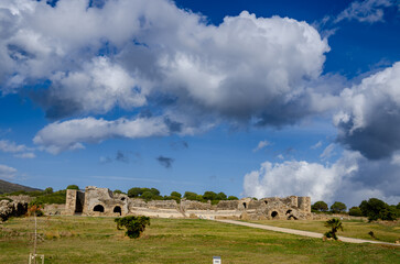 Fototapeta premium Baelo Claudia is an ancient Roman city, located near the city of Tarifa, Spain. The ruins of the ancient city are located by the sea