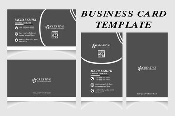 Clean and creative business card template with portrait and landscape orientation. Modern business card horizontal and vertical layout.