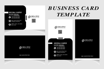 Clean and creative business card template with portrait and landscape orientation. Modern business card horizontal and vertical layout.