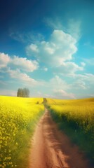 Obraz premium Beautiful local farm with sunset in the countryside field. Generative AI