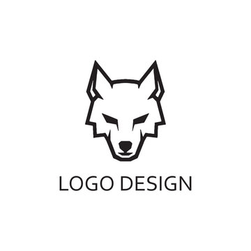 simple black wolf head for logo company design