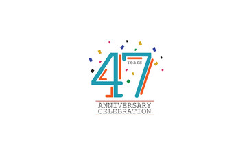 47th, 47 years, 47 year anniversary 2 colors blue and orange on white background abstract style logotype, vector design for celebration vector