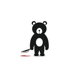 killer teddy bear mascot logo silhouette