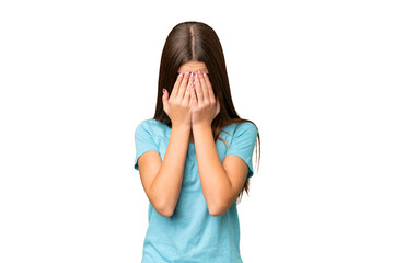 Teenager girl over isolated chroma key background with tired and sick expression