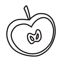 Apple hand drawn with thin line. Png clipart isolated on transparent background
