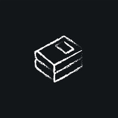 Stack of books linear chalk icon. Hand drawing effect. Vector isolated black illustration