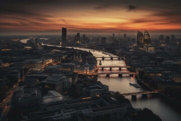 Panoramic view of London's skyline. Generative AI