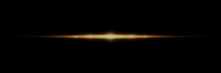 Gold line of light. Magic glow, particles of light, sparks. Glowing line.