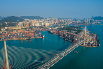 Top view of Hong Kong cargo terminal port