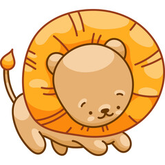 Kawaii Style Lion, Cute Cartoon Character