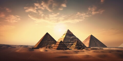 Egyptian pyramids landscape, generative, ai