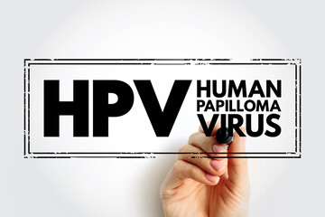HPV Human Papilloma Virus - caused by a DNA virus from the Papillomaviridae family, acronym text stamp concept background