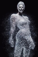 Woman Made Out Of Crystals On Black Background Generative AI
