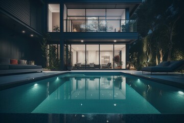 Stylish home with pool. Generative AI