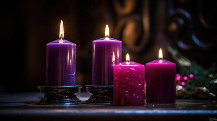 Obraz na płótnie Canvas Advent Candles In Church, generative ai