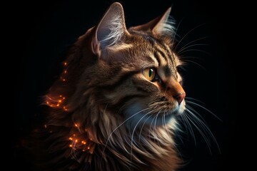 Artwork of feline with glowing aura ideal for pet vitality and strength. Generative AI