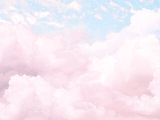 Sugar cotton pink clouds vector design background. Glamour fairytale backdrop