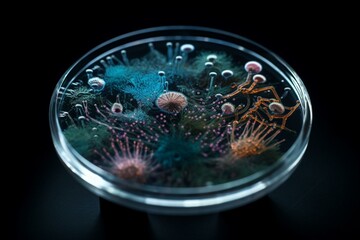 microorganism thriving in a petri dish. Generative AI