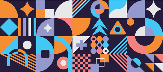 Fototapeta premium Abstract geometric pattern design in retro style. Vector illustration.