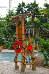 View of lifeguard chair in water park