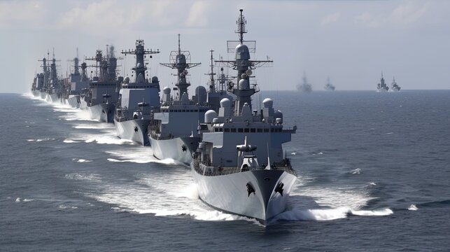 chinese navy menace modern war ships in Taiwan sea