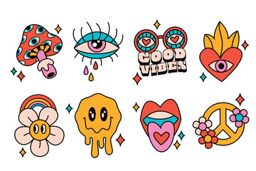 Psychedelic Retro Elements Collection