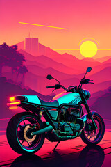 Fototapeta na wymiar Colorful illustration of motorcycle.