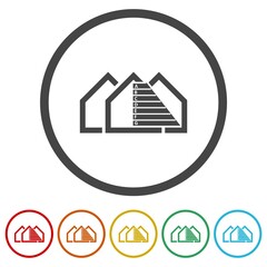 Energy house efficiency icon. Set icons in color circle buttons