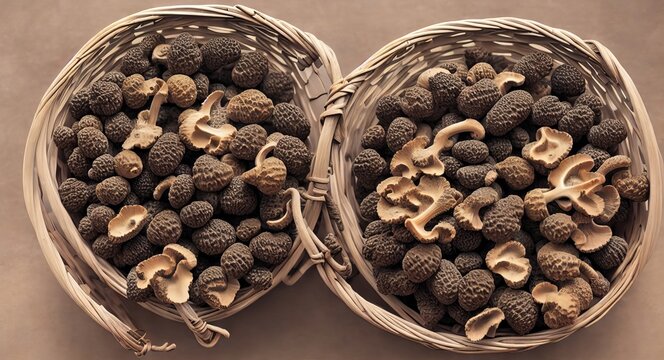 basket with morels. ai generation