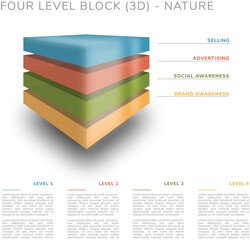 Four level block (3D) - nature colors