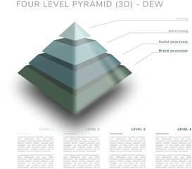 Four level pyramid (3D) - morning dew colors