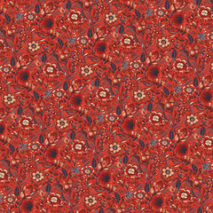 Colorful Daisy, Rose, and Other Spring/Summer Flowers Seamless Pattern AI Generated

