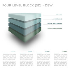 Four level block (3D) - morning dew colors