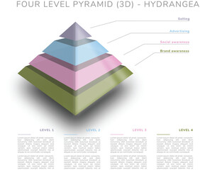 Four level pyramid (3D) - hydrangea colors