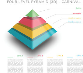 Four level pyramid (3D) - carnival colors