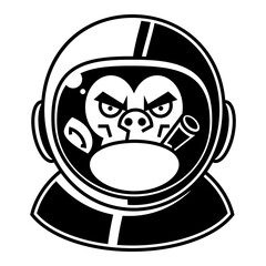 Vector illustration of a funny chimpanzee in an astronauts suit, smoking