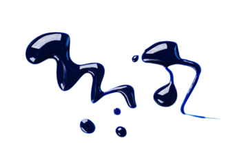 Dark blue swatch of gel nail polish isolated on transparent background. Smear of nail polish for design.