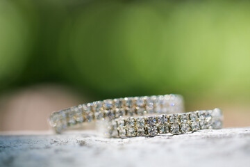 Close up creative photo of Artistic Bridal Accessories at a real wedding