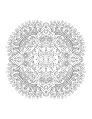 Adult coloring page. Mandala vector for art, coloring book, zendoodle. Round zentangle for coloring book pages, mandala design. Coloring mandala. round ornament lace pattern