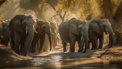 Fototapeta na wymiar elephants in the wild generative art