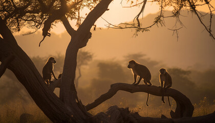 sunset in the serengeti generative art
