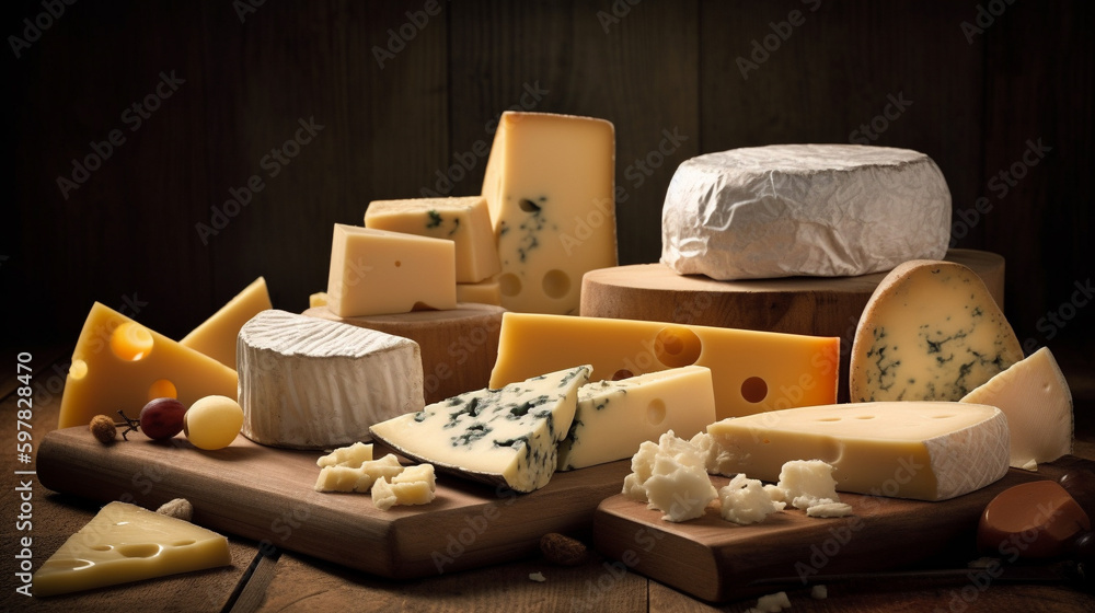 Wall mural various types of cheese