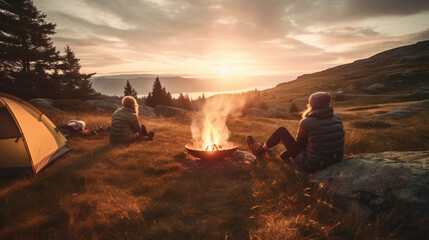 camping in the mountains