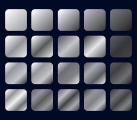 silver gradients, set of different gradients in silver tones, grayscale