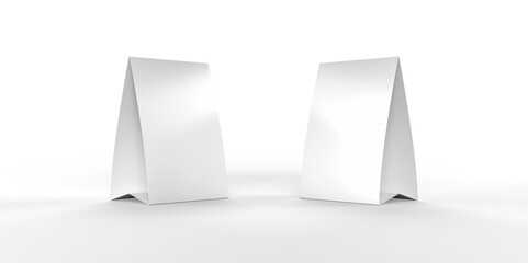 Table Tent 3D Render Illustration side by side isolated on a white background with copy space.