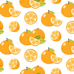 Seamless citrus pattern. Hand drawn vector illustration for summer romantic cover, tropical wallpaper, vintage texture